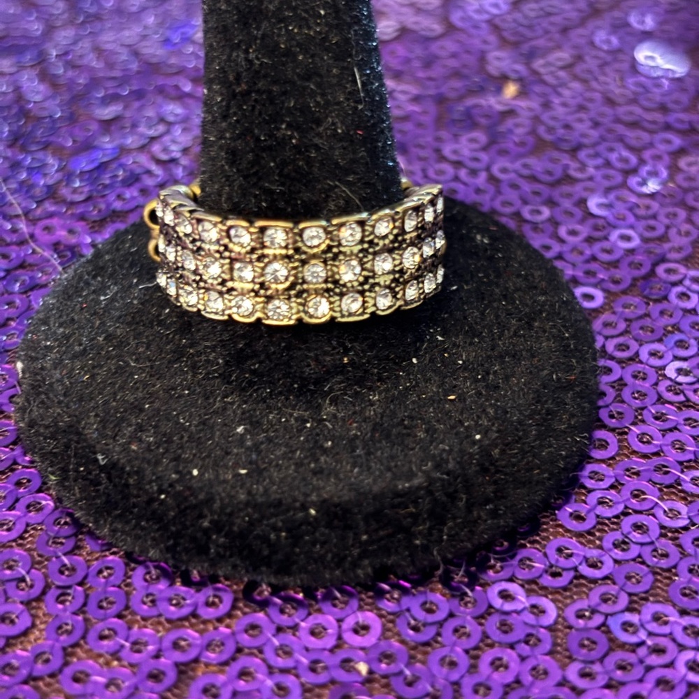paparazzi Gold-Tone Triple Row Crystal Ring